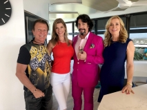 On set working with husband Gene Salvestrin far left, Laurence Llewelyn Bowen and Juliet Ashworth